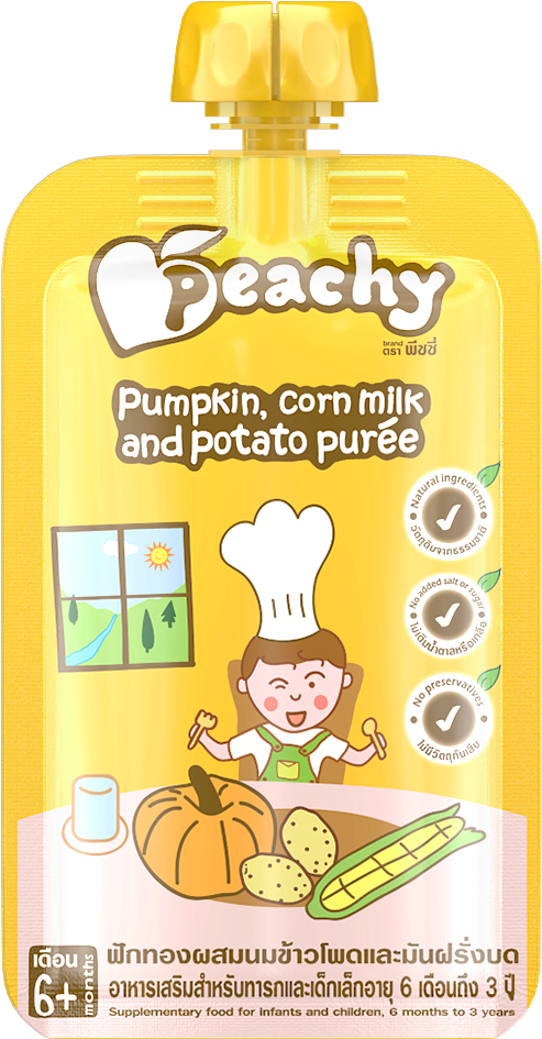 Peachy Baby Puree Pumpkin Corn Milk & Potato - Peachy Baby Food (522x964), Png Download