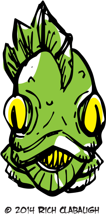 1010 Monster Face Gill Man (500x764), Png Download