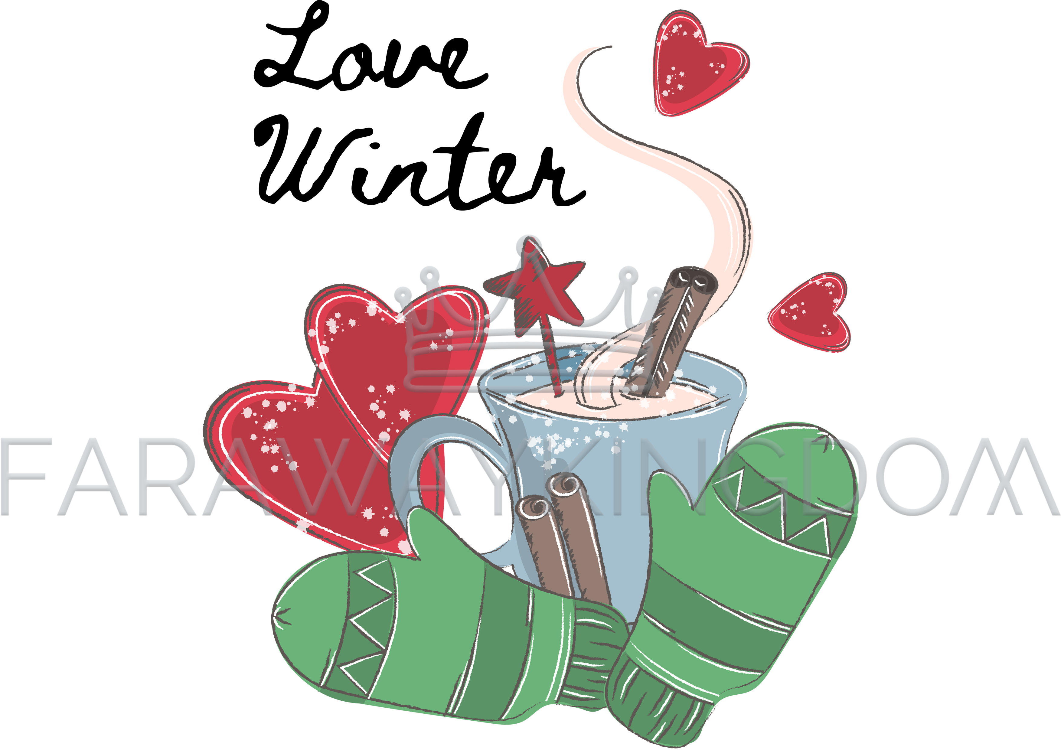 Love Winter Merry Christmas Cartoon Vector Illustration - Christmas Love Winter (3508x2480), Png Download