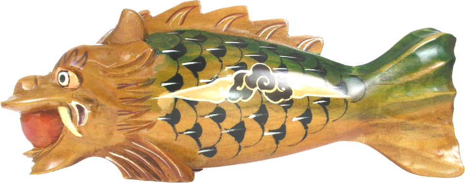 Wooden Fish Sculpture Ebay 11 - Buddhist Wooden Fish (956x377), Png Download