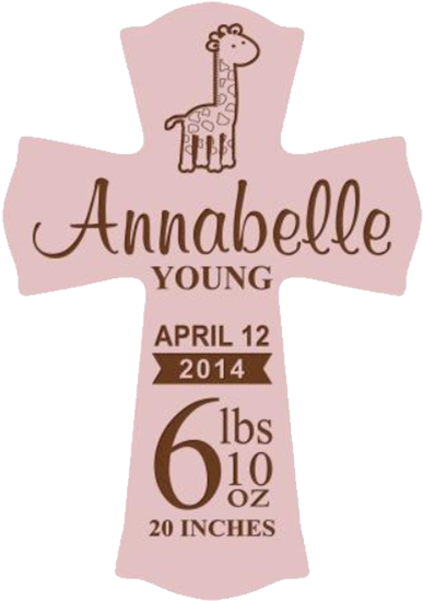 Pink Child's Cross Custom Engraved -cross Ornament - Golden Spoon (600x600), Png Download