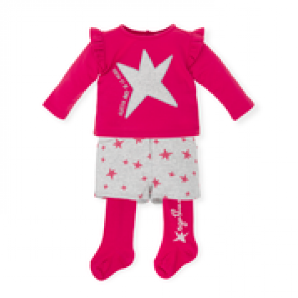Agatha Ruiz De La Prada Pink Star Shorts Top And Tights - Girl (800x600), Png Download