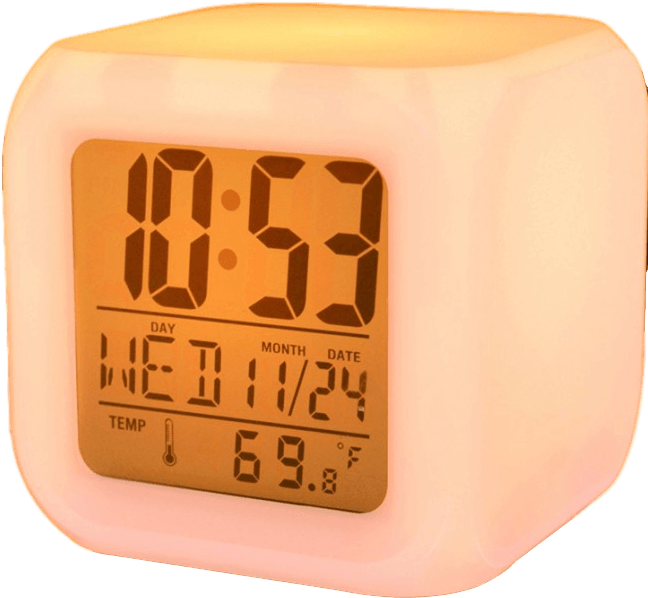 Itd Gear 7 Color Led Digital Alarm Clock W/temperature - Radio Clock (650x650), Png Download