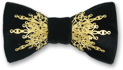 Gothic In Black Velvet Gold Bow Tie - Unique Bow Ties (595x595), Png Download