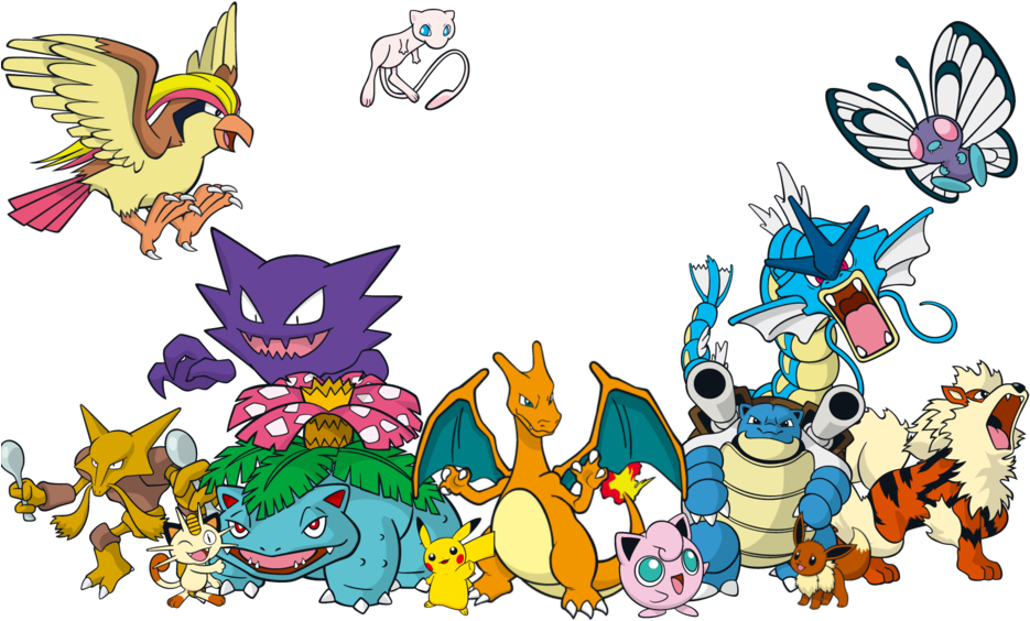 Some Of The Original 151 Pokemon - Cartoon (1024x576), Png Download
