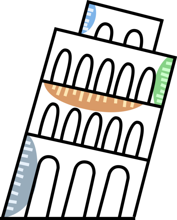 Vector Illustration Of Leaning Tower Of Pisa Campanile - Пизанская Башня Клипарт (564x700), Png Download