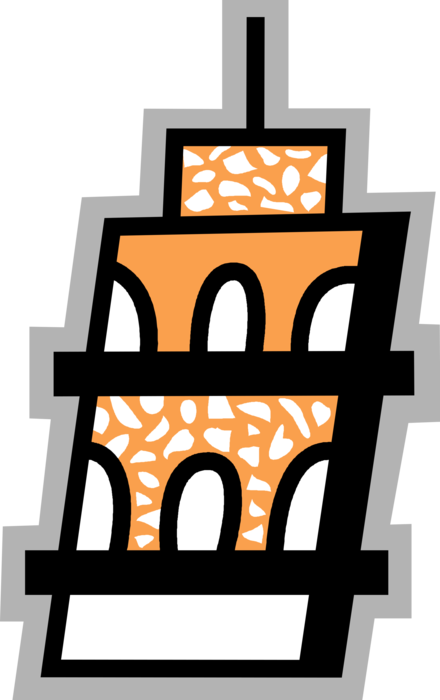 Vector Illustration Of Leaning Tower Of Pisa Campanile (440x700), Png Download