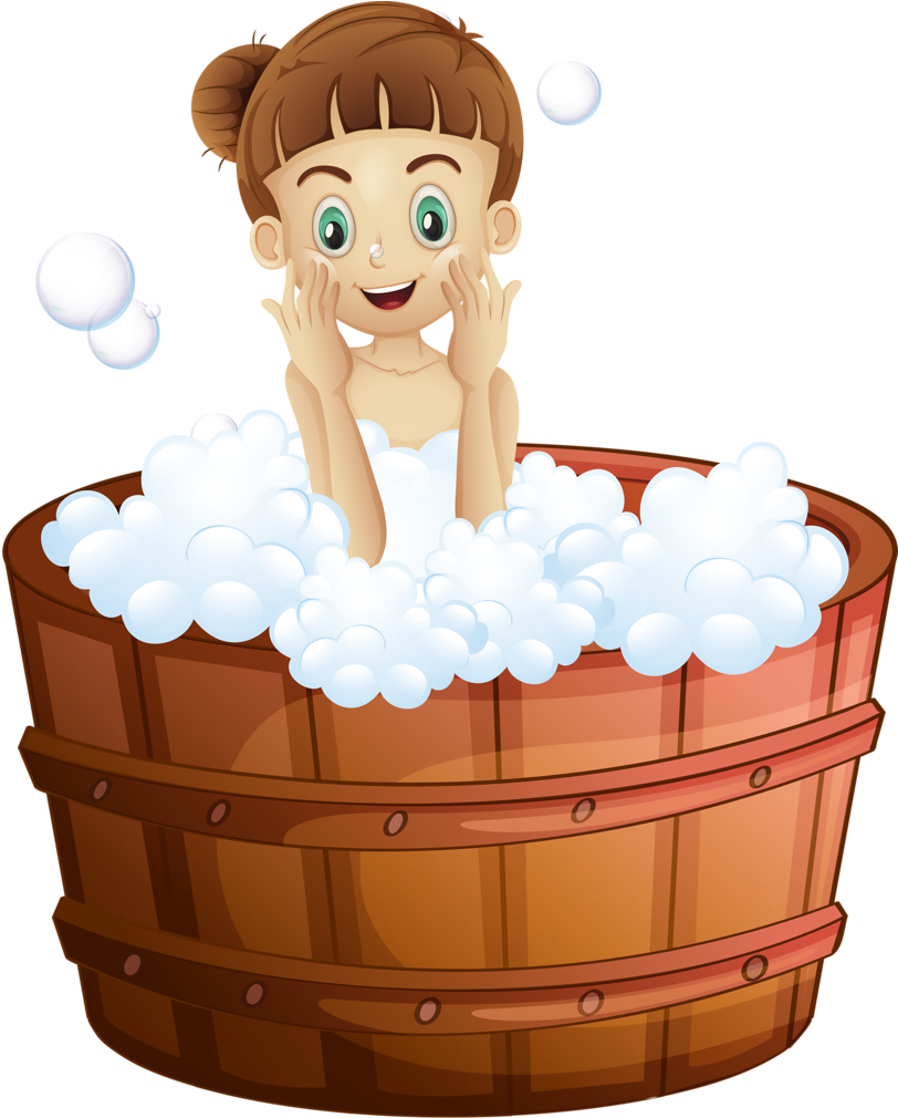Banheiro & Banho E Etc - Girl In The Bath Vector (811x1024), Png Download