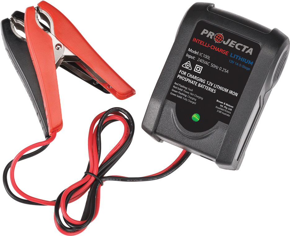 Download 12v Automatic 1 Amp 5 Stage Lithium Battery Charger Projecta Full Size PNG Image