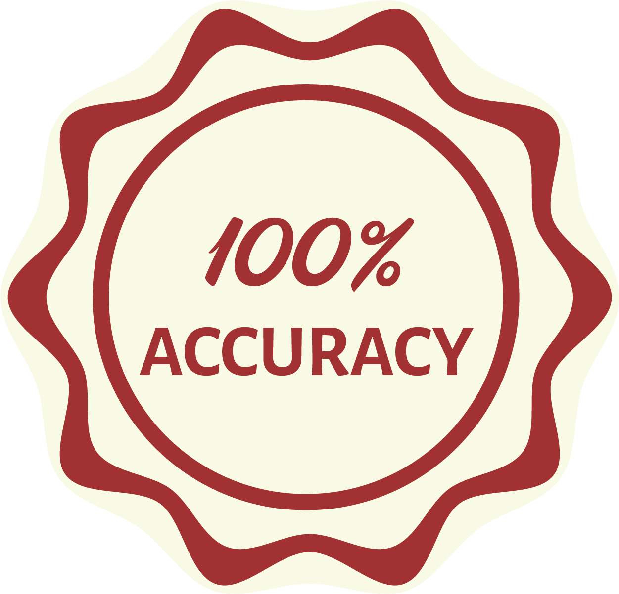 Our Guarantees - 100 Accuracy (1250x1250), Png Download