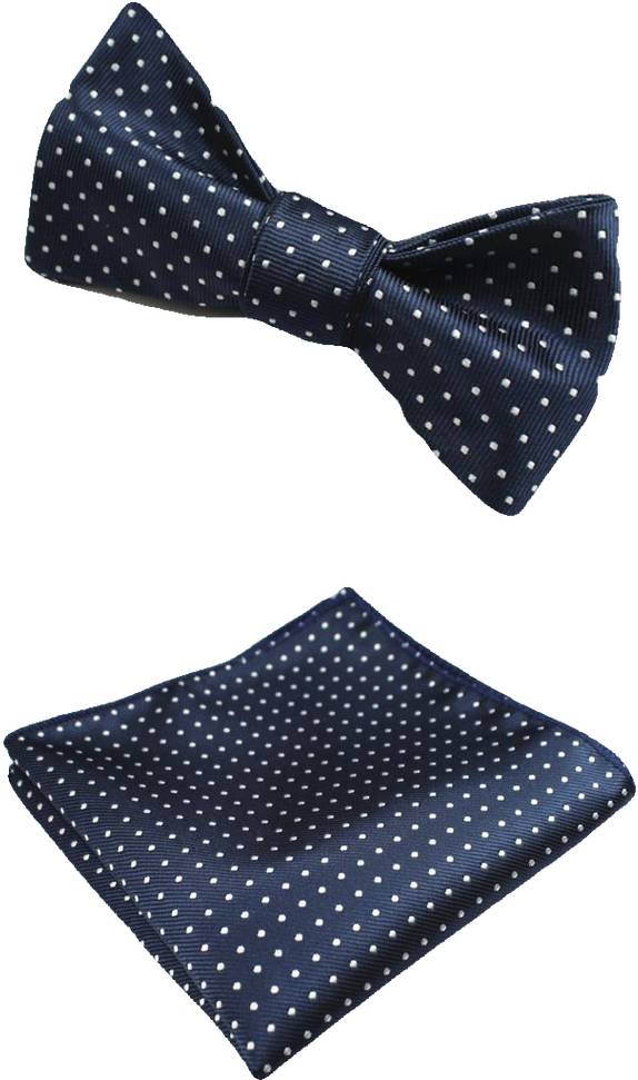 Blue And White Polka Dot Bow Tie And Pocket Square - Polka Dot (632x1024), Png Download