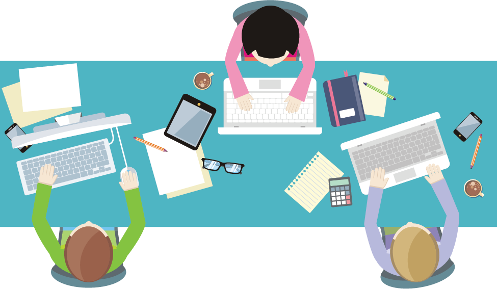 Secure Cloud Solutions - Flat Design Work Table (975x567), Png Download