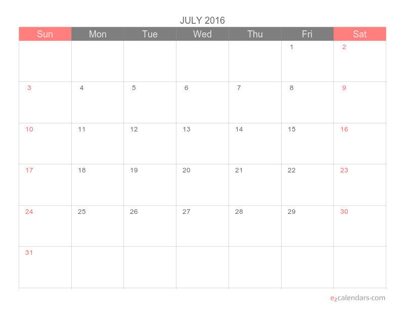2016 Monthly Calendar Printable - Number (800x800), Png Download