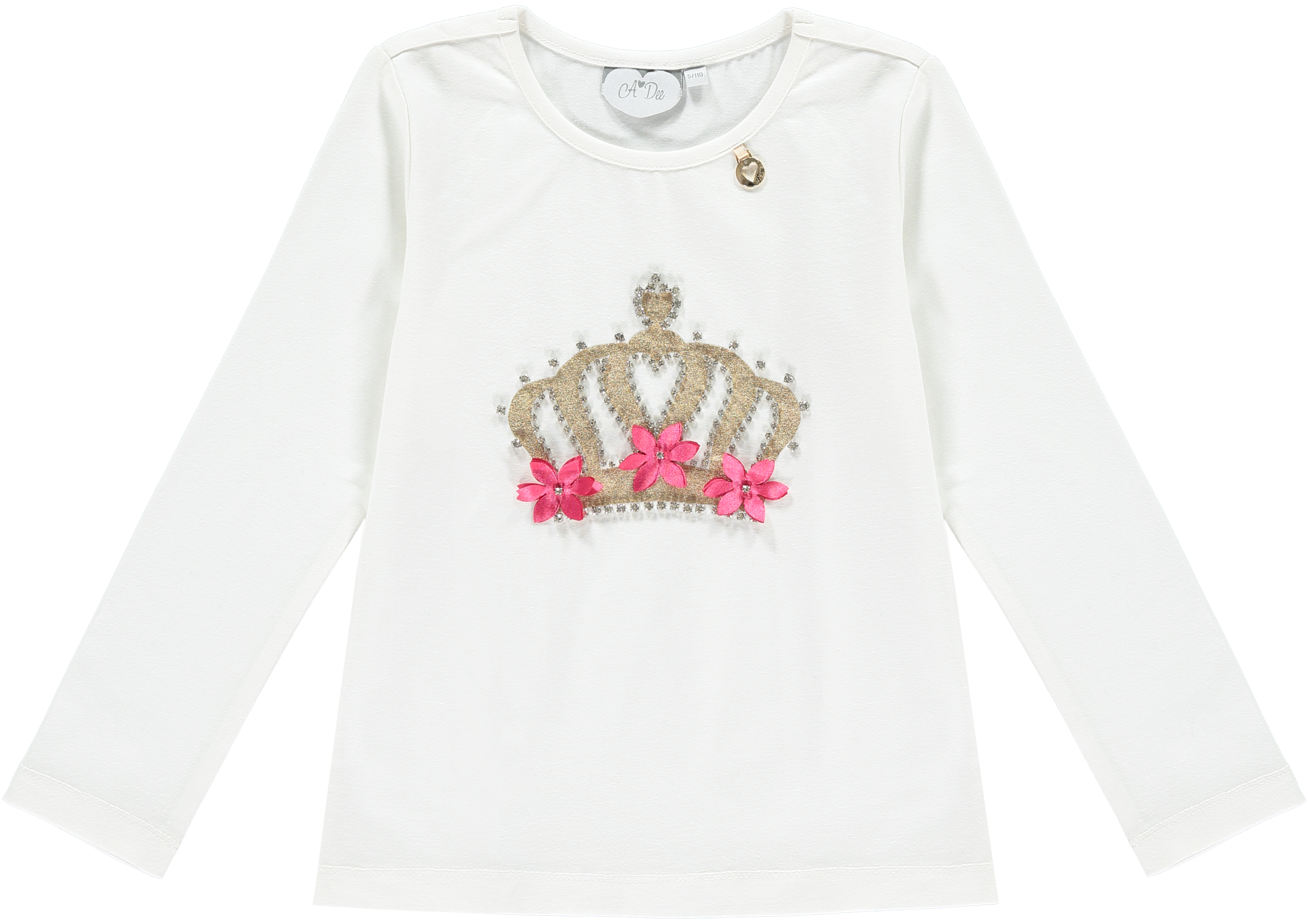 Aw18 A*dee Girls Terry White Princess Tiara Top - Long-sleeved T-shirt (3759x2763), Png Download