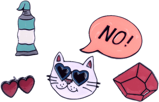 Funny Cat Heart No Brooch Set - Diy Значки Тамблер Кактус (558x744), Png Download