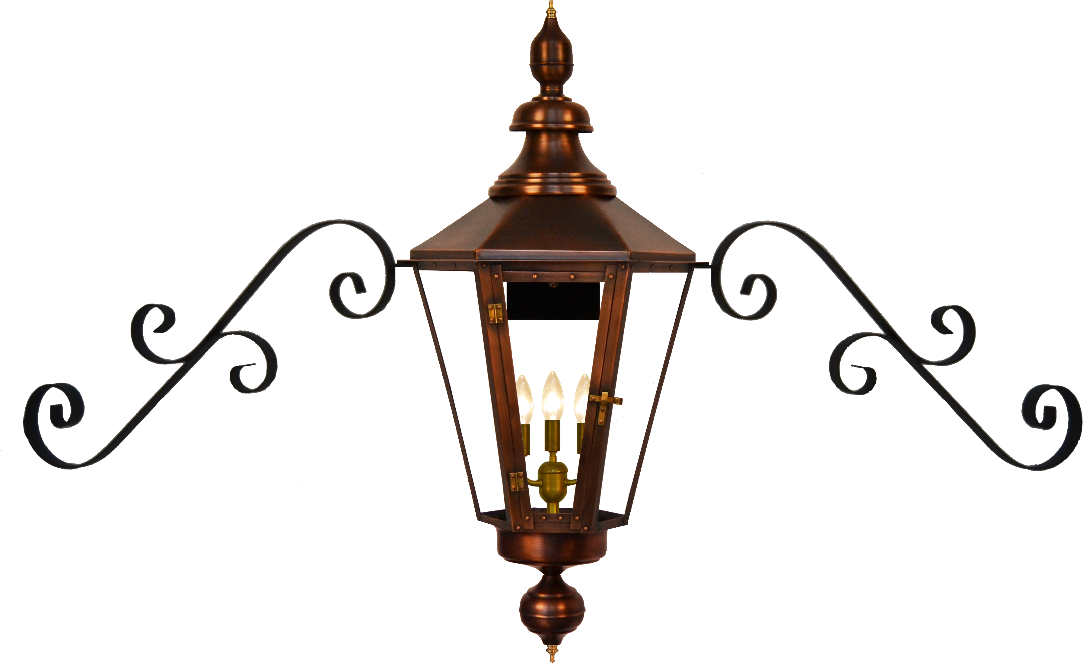 Eslava Street With Double Scroll Mustache Bracket - Gas Lantern Mustache Bracket (3663x2415), Png Download