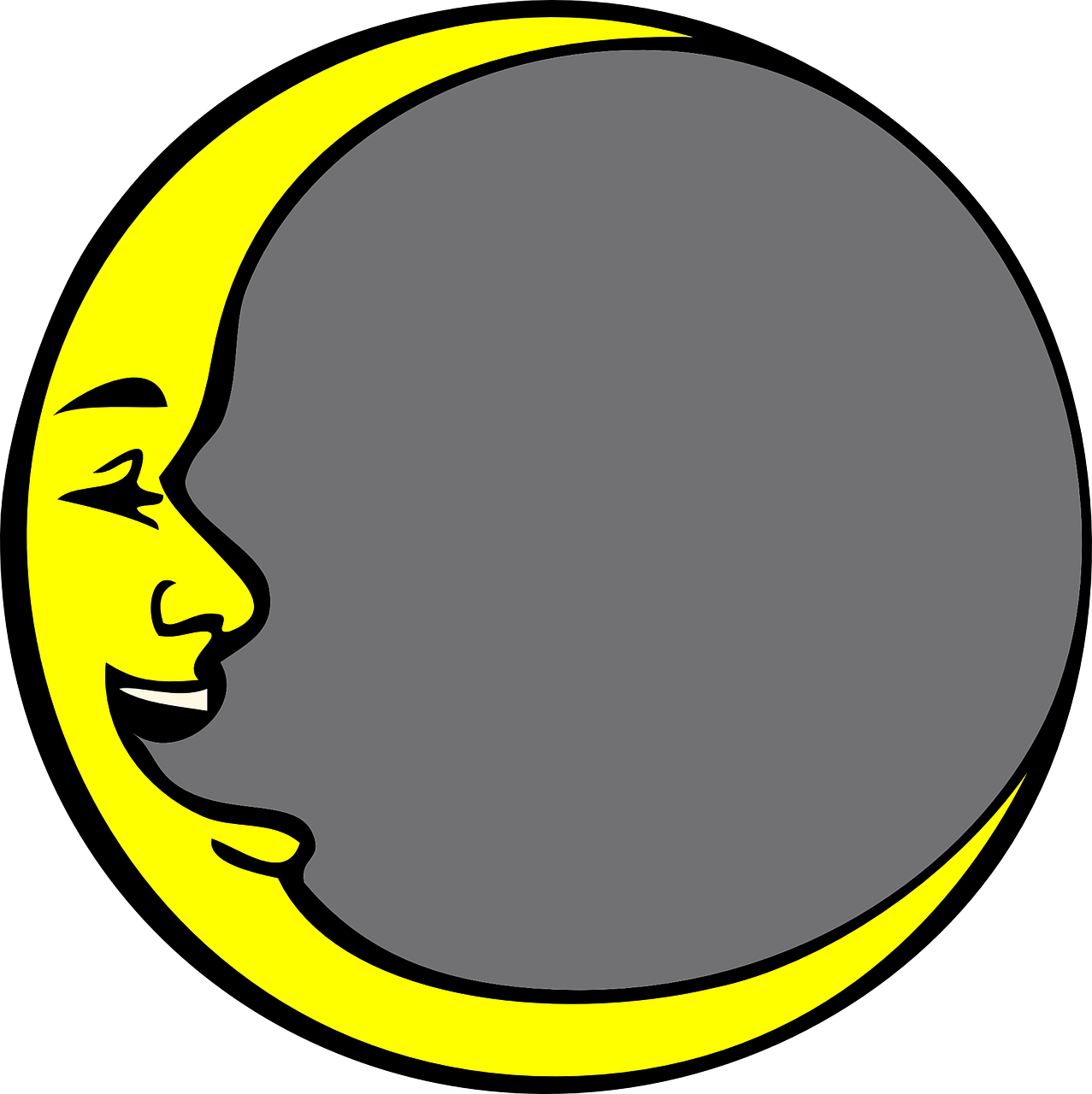New Mouth,yellow,free Vector - Man In The Moon Cartoon (1277x1280), Png Download