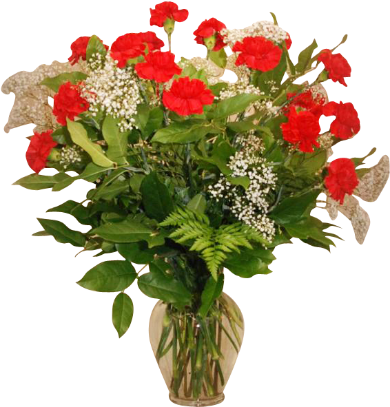 Vase Arrangement 24 Carnations - Garden Roses (846x1000), Png Download