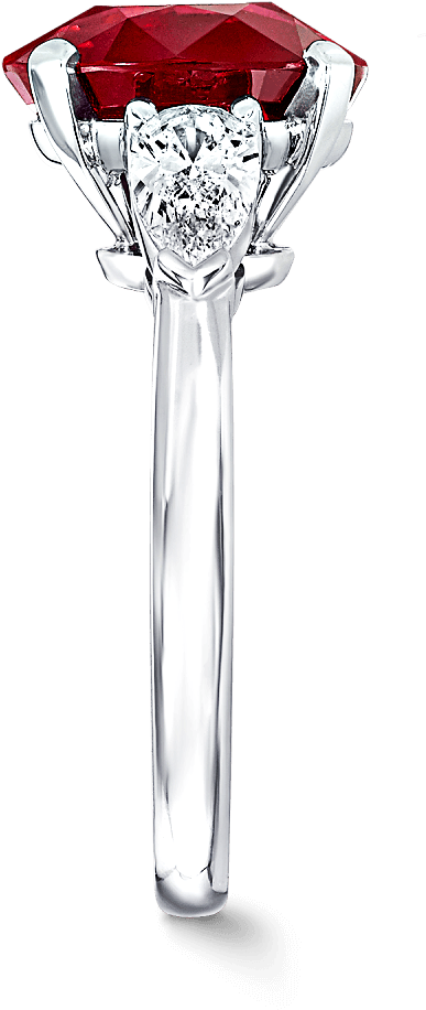 Side View Of A Classic Graff Ring Featuring An Oval - Engagement Ring (2000x2000), Png Download