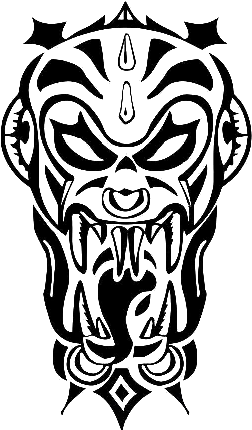 Tribal Demond Large Vampire Black Zombie Temporary - Tribal Zombie Tattoo (539x921), Png Download