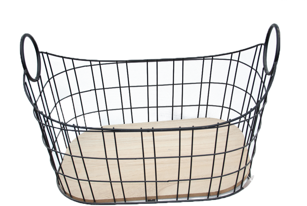 Gridwall Mesh Oval Shape Iron Wire Basket With The - Storage Basket (1000x1000), Png Download