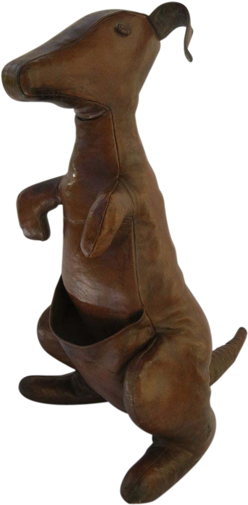 Original Vintage Leather Kangaroo - Statue (488x992), Png Download