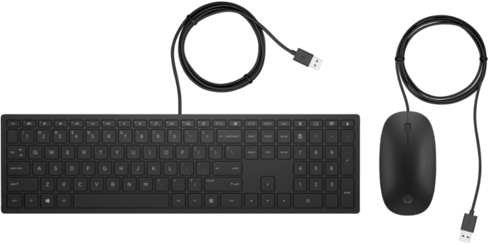 Center Facing - Hp Pavilion Wired Keyboard And Mouse 400 (700x525), Png Download