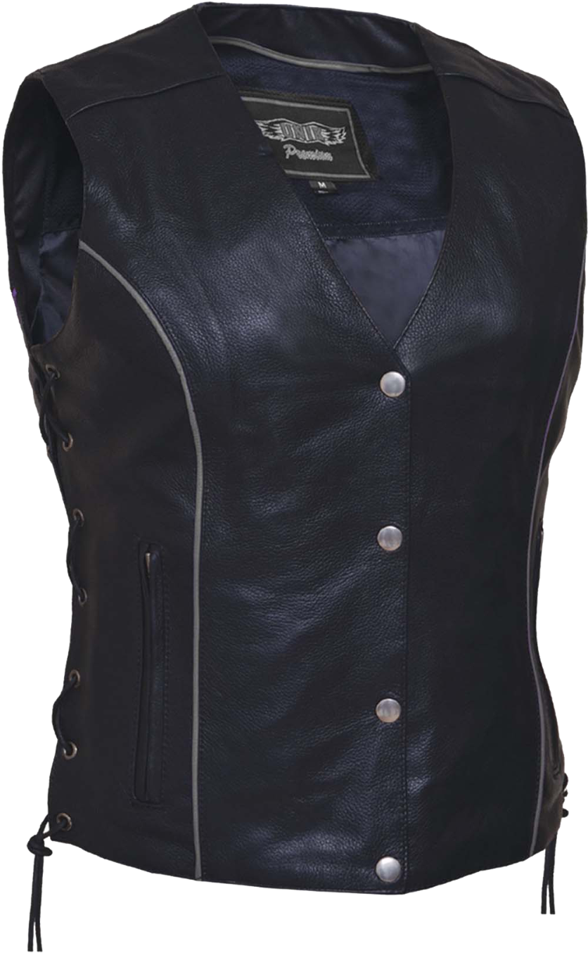 Ladies Motorcycle Leather Vest W/ Wings Detailing - Vest (1250x1600), Png Download