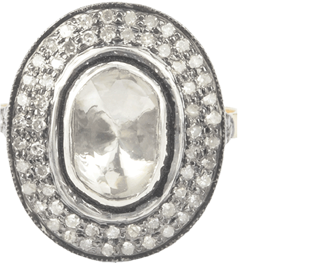 Silver And Gold Ring With Flat Cut And Singe Cut Diamonds - National Metallurgical Development Centre Jos (1024x1024), Png Download