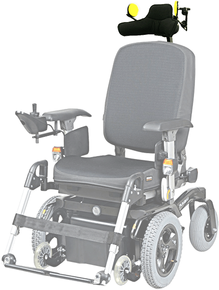 Head Switches On Power Wheelchair - Head Controlled Wheelchair (500x650), Png Download