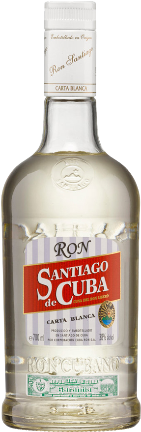 Santiago De Cuba Carta Blanca Rum 1l - Ron Santiago De Cuba (368x880), Png Download