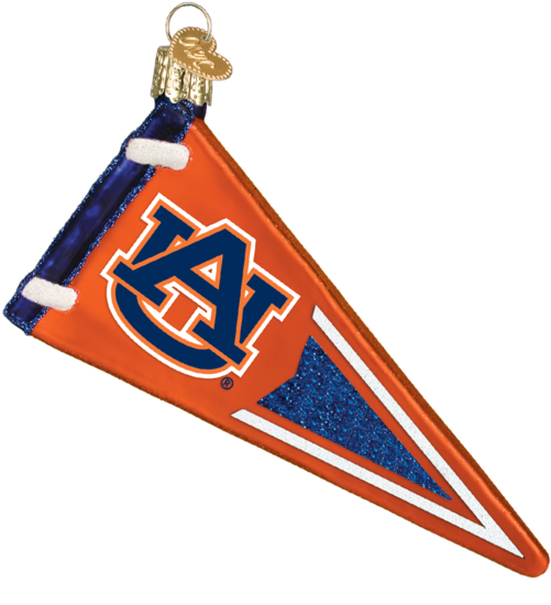 Auburn Tigers Pennant Glass Christmas Ornament - Auburn University (600x600), Png Download