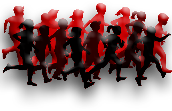 Group Of Kids Running - Crowd (600x600), Png Download