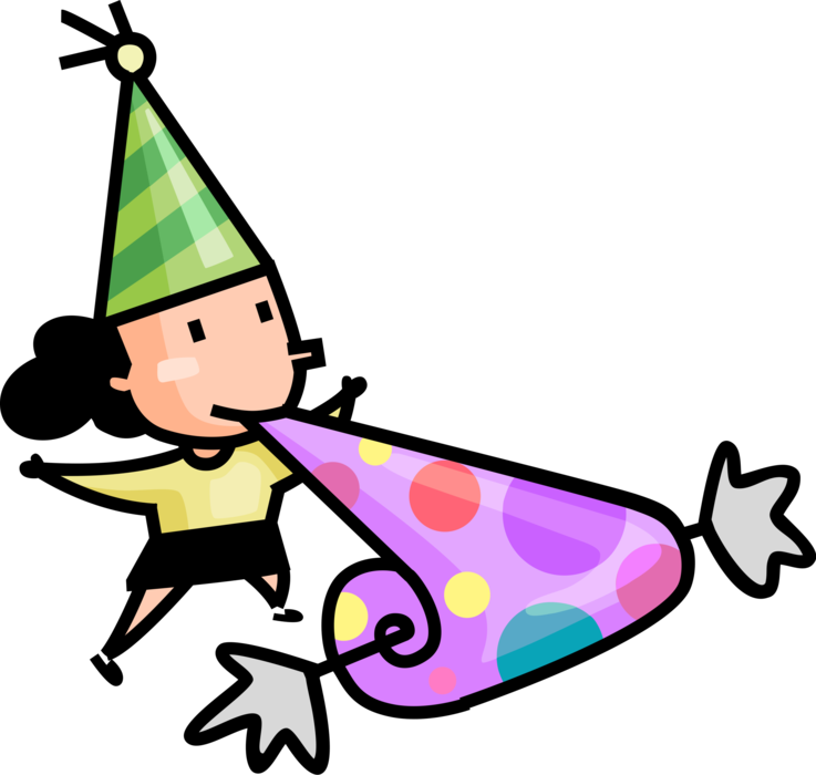 Vector Illustration Of Birthday Girl Has Fun At Birthday (737x700), Png Download