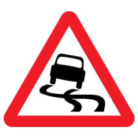 Warning Sign - Road Sign Slippery Road (750x450), Png Download