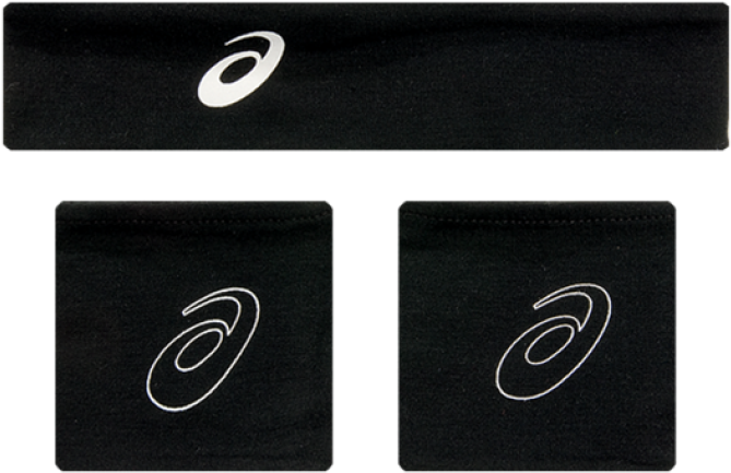 Asics Seco Headband & Wristband Set Black - Label (700x505), Png Download