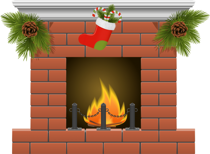 Picture Freeuse Library Christmas Stockings Fireplace - Fireplace Clipart Png (850x621), Png Download