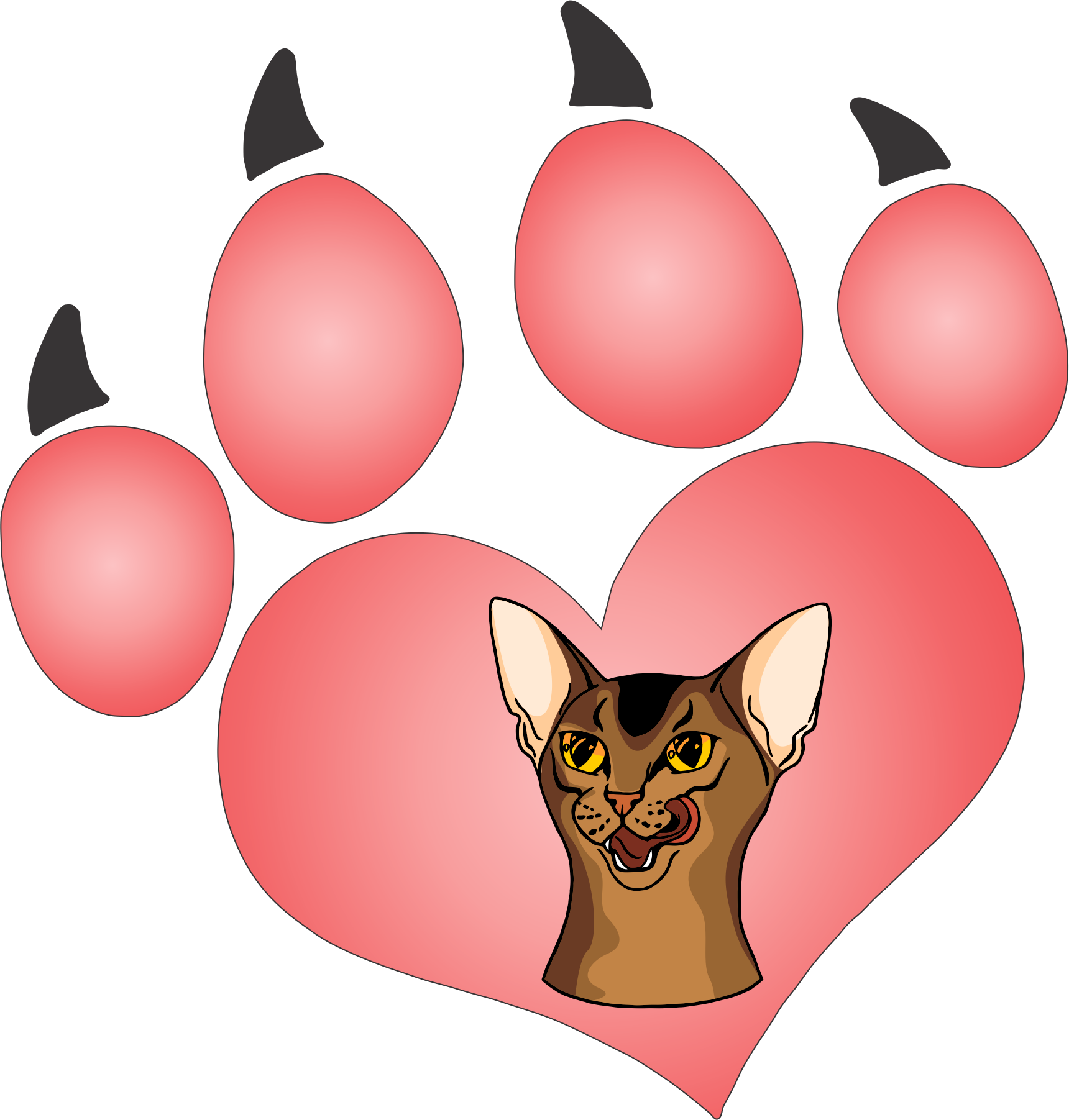 Hotsigns And Decals - Love Paw Print (1720x1803), Png Download
