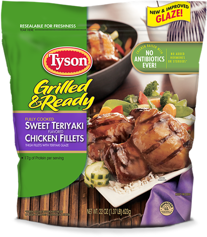 Frozen Grilled Sweet Teriyaki Chicken Fillets - Tyson Grilled Teriyaki Chicken (655x513), Png Download