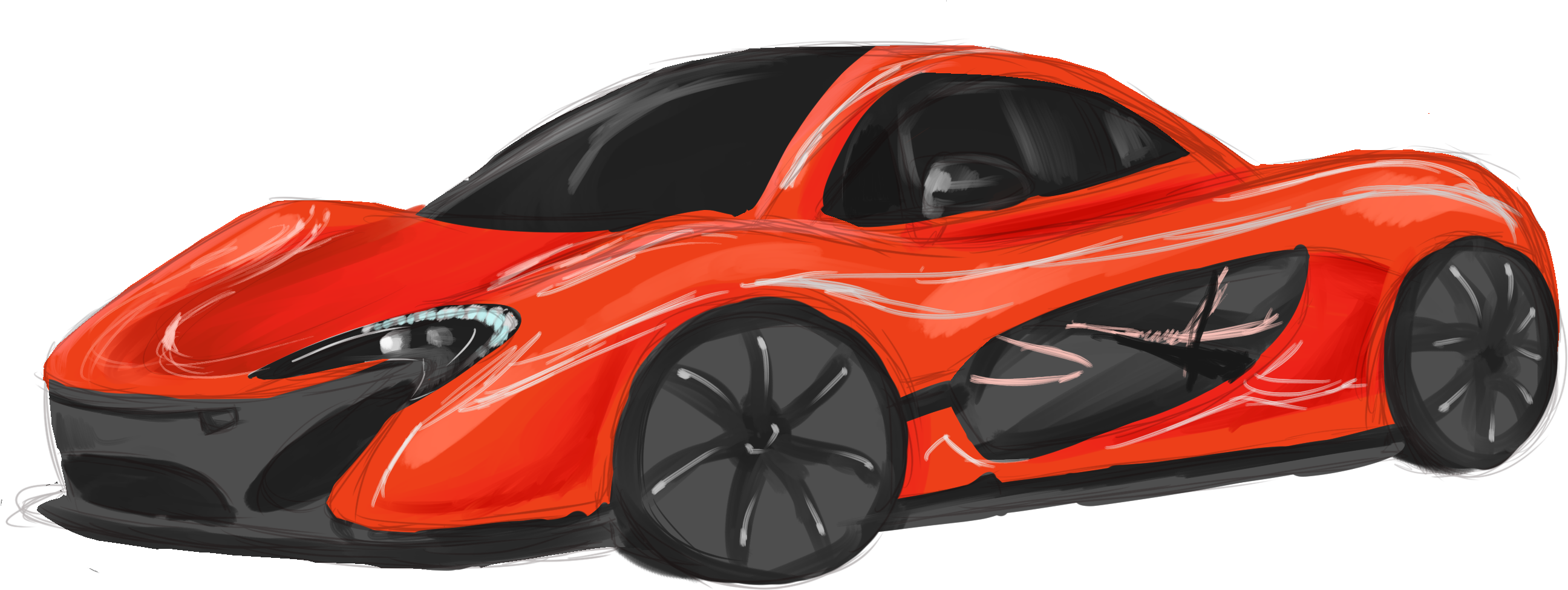 Car Drawing Attempt - Mclaren P1 (2793x1194), Png Download