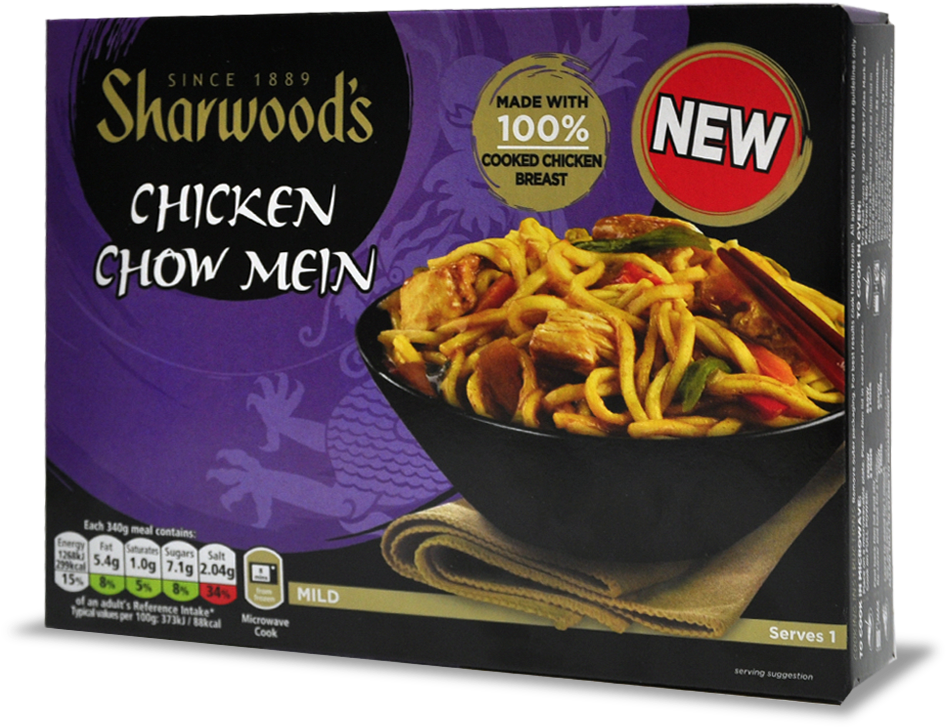 Sharwood's Chicken Chow Mein 340g (1050x756), Png Download