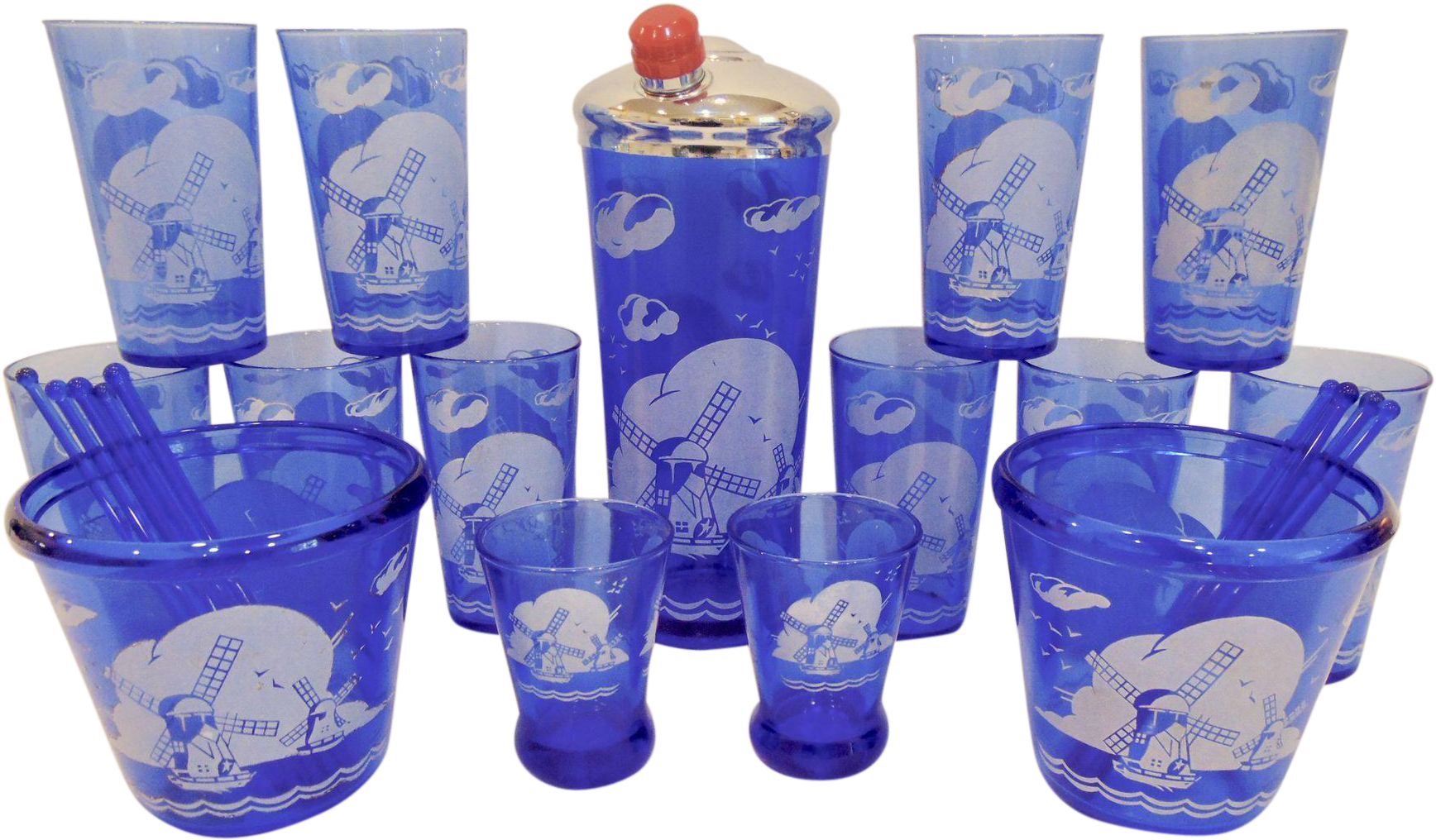 Hazel Atlas Sportsman Series Windmill Ritz Blue Bar - Pint Glass (1735x1735), Png Download