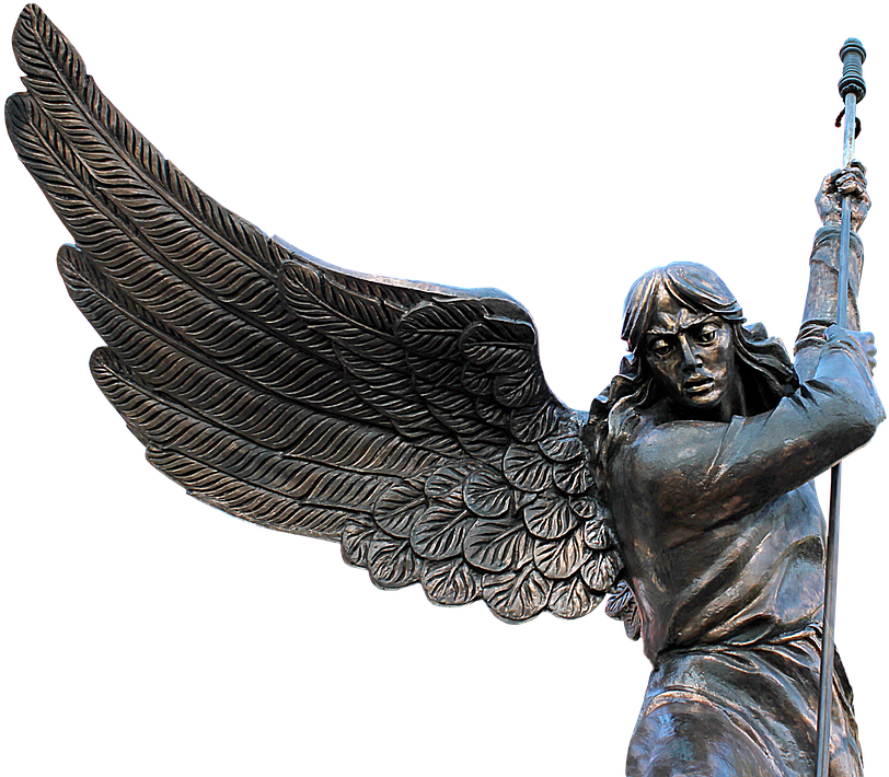 Angel, Wing, Spear, Bronze, Mystical, Female, Woman - Angel (868x720), Png Download
