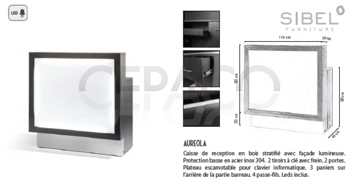 Aureola Caisse De Reception En Bois Stratifié Avec - Flat Panel Display (1200x1200), Png Download