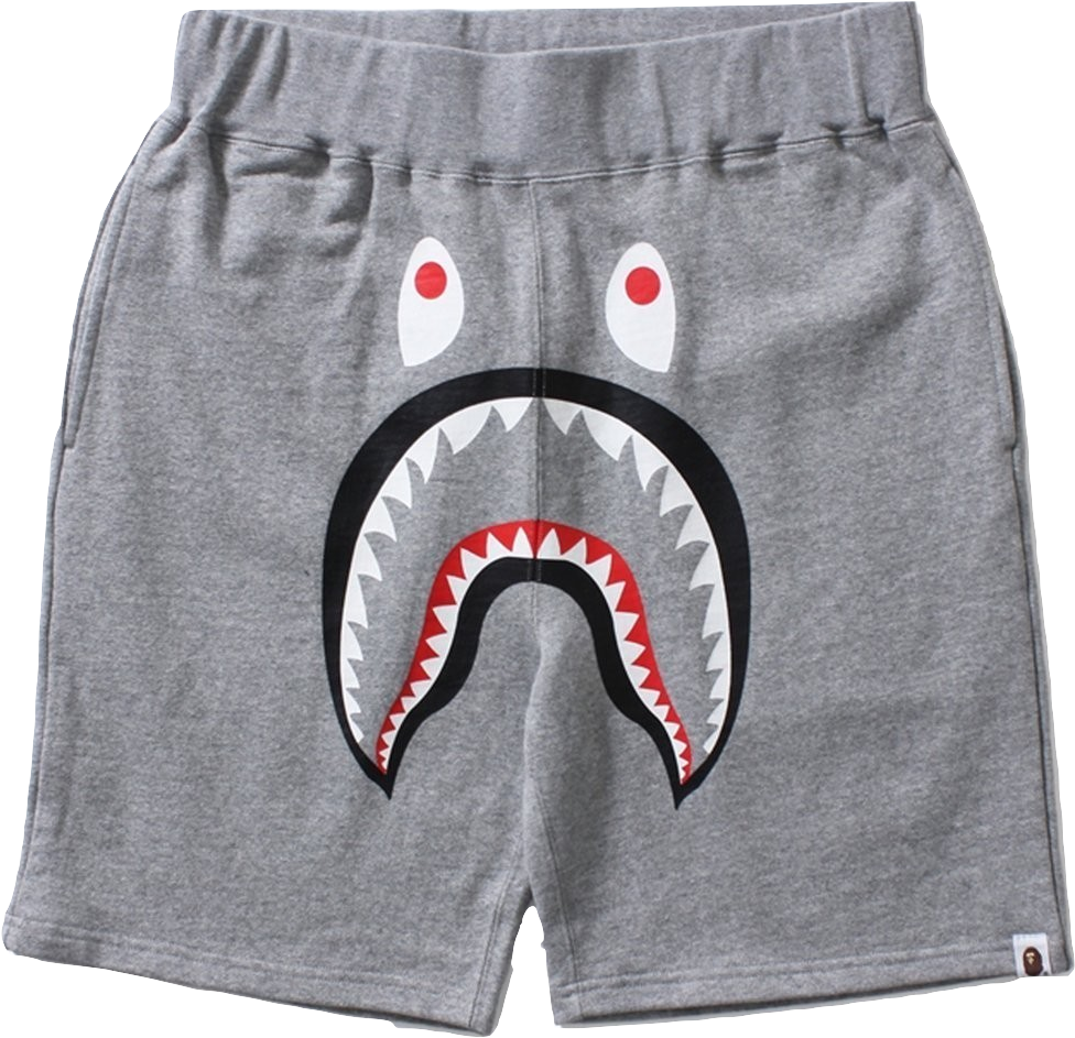 A Bathing Ape Shark Sweat Shorts - Bape Grey Shark Tee (1023x1024), Png Download