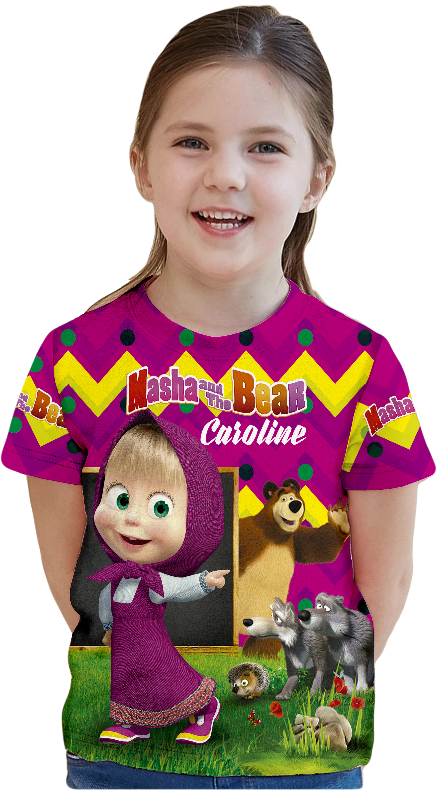 Masha And Bear Birthday Shirt, Masha And Bear Family - Girl (2550x3300), Png Download