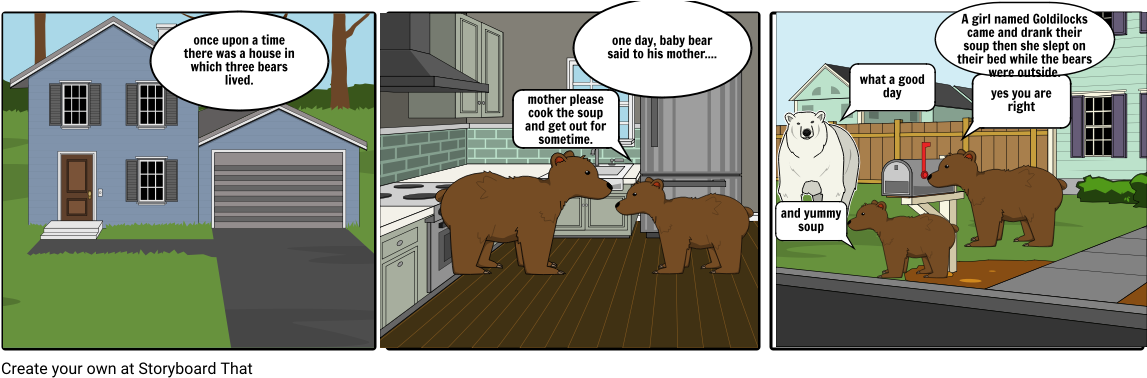 Three Bears - Cartoon (1164x385), Png Download