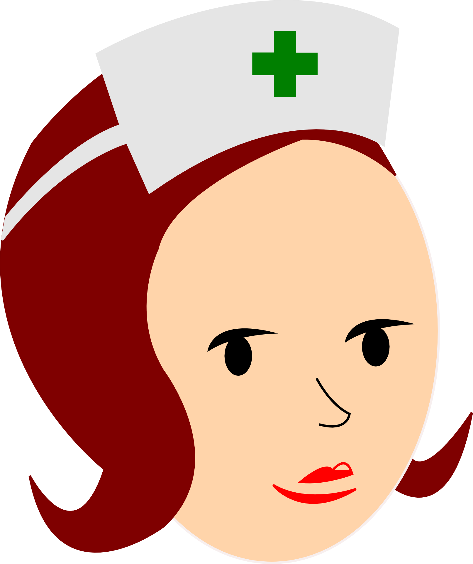 Drawing Of Medical Nurse With Green Cross On Head - Nurse Clip Art (1613x1920), Png Download