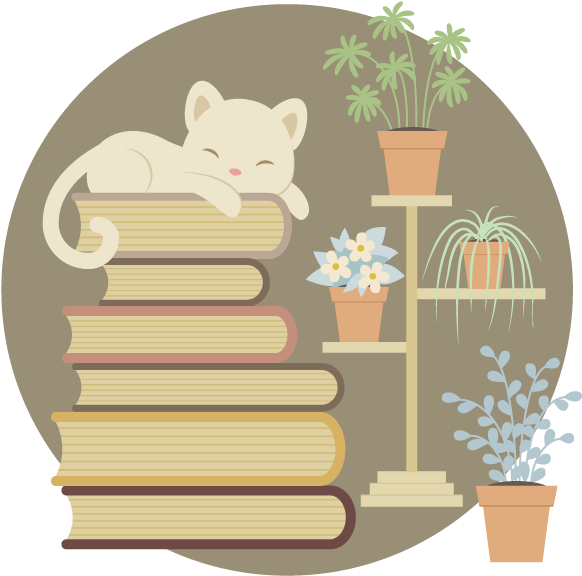 How To Create A Sleeping Cat On A Pile Of Books And - Cat Sleeping On Books Vector (600x600), Png Download