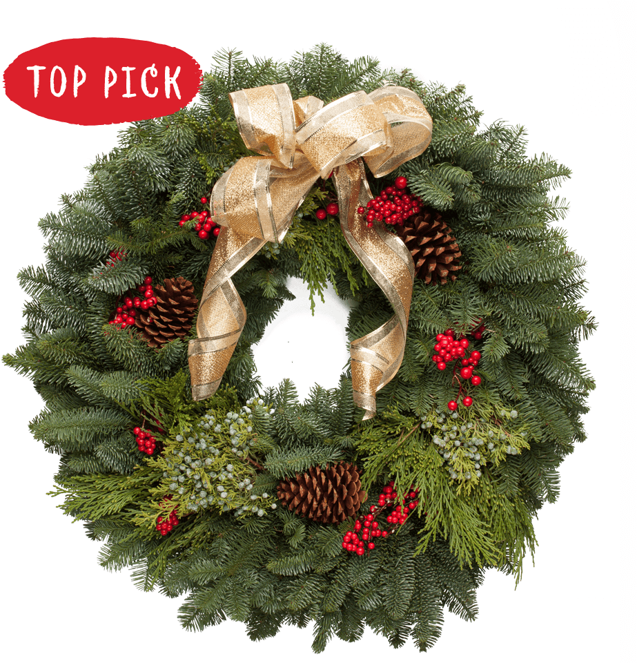 100% Fresh Christmas Wreaths - Oregon Wreath (960x960), Png Download